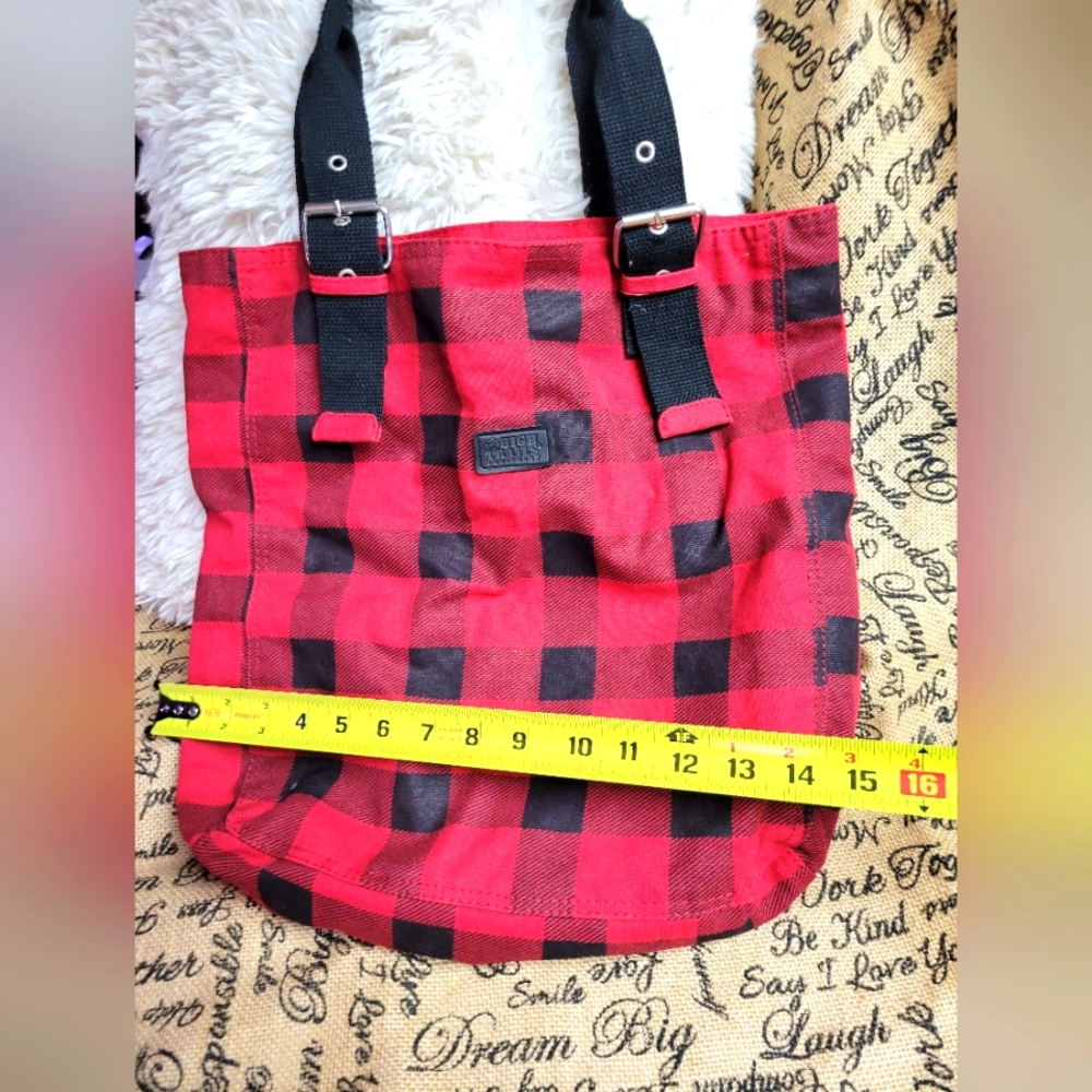 High trails equipment red black buffalo plaid shoulder bag - Picture 1 of 9